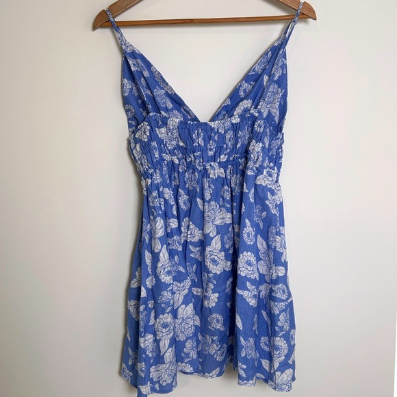 Love Tree Tunic Tank Women Size M Y2K Style, Blue Floral Boho Babydoll - Picture 2 of 7